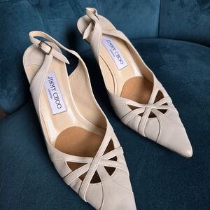 Jimmy Choo Women's Cream Pointed Slingback Pumps